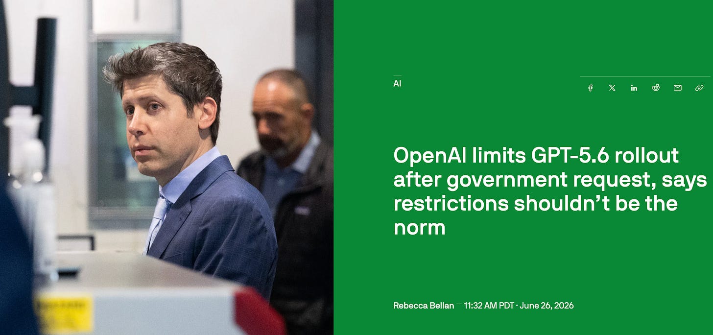 Article screenshot about GPT-5.6 rollout limits and future access to top AI models Article screenshot about GPT-5.6 rollout limits and future access to top AI models