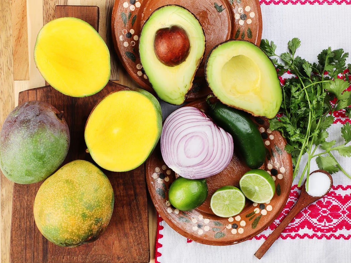 ingredients to make mango avocado salsa