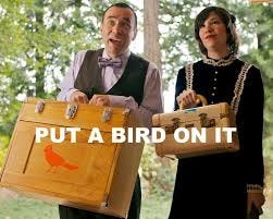 Screenshot from Portlandia "Put a Bird on It" sketch