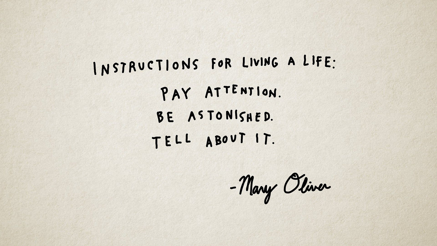"Instructions for living a life: Pay attention. Be astonished. Tell ...