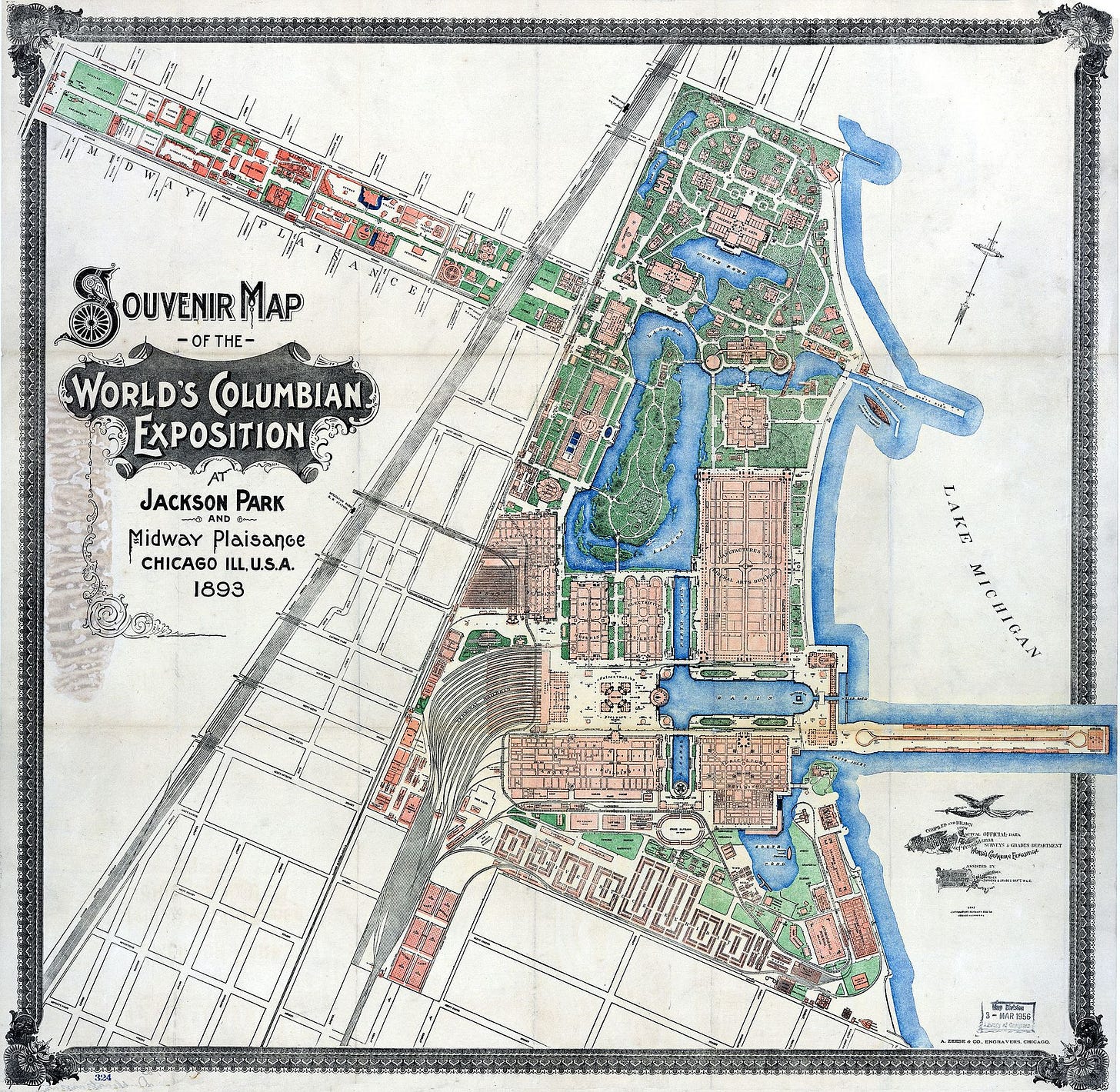 Image of a souvenir map of the 1893 World’s Columbian Exposition
