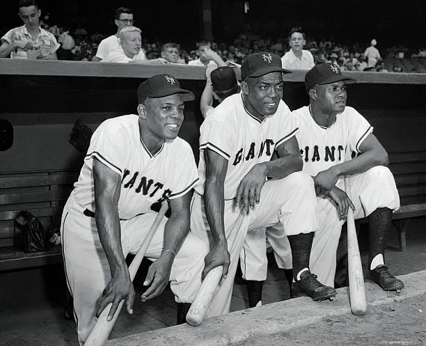 Portrait of Willie Mays with Monte Irvin and Henry Thompson in Uniform Portrait of Willie Mays with Monte Irvin and Henry Thompson in Uniform