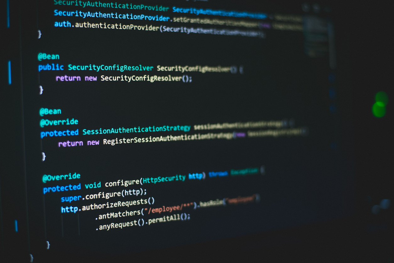 Generic code on a screen in dark mode
