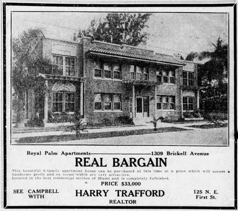 Figure 1: Ad for Royal Palm Apartments in 1924. Courtesy of Miami Herald.