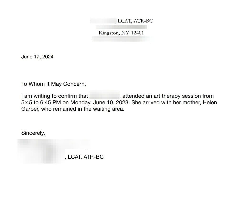 Ulster Family Court Ambush: Helen Garber faces secret contempt hearing, false abuse claims, missing testimony, and altered transcripts.