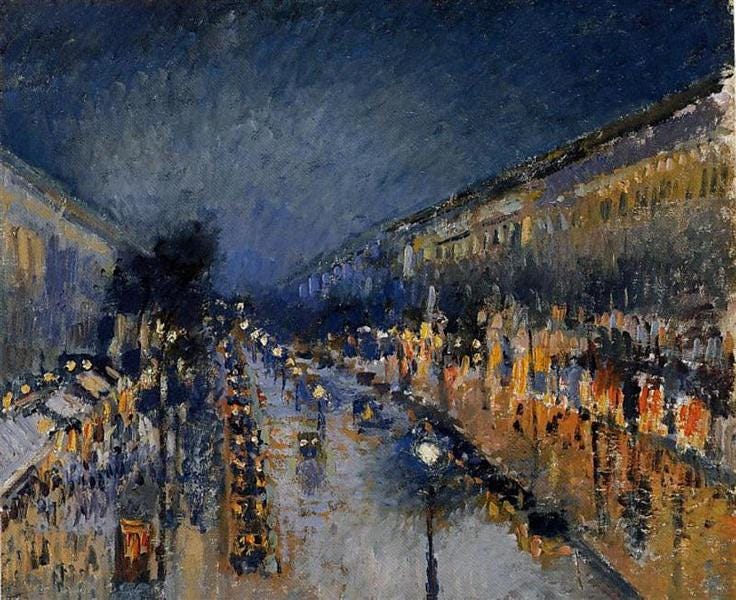 The Boulevard Montmartre at Night, 1897 - Camille Pissarro