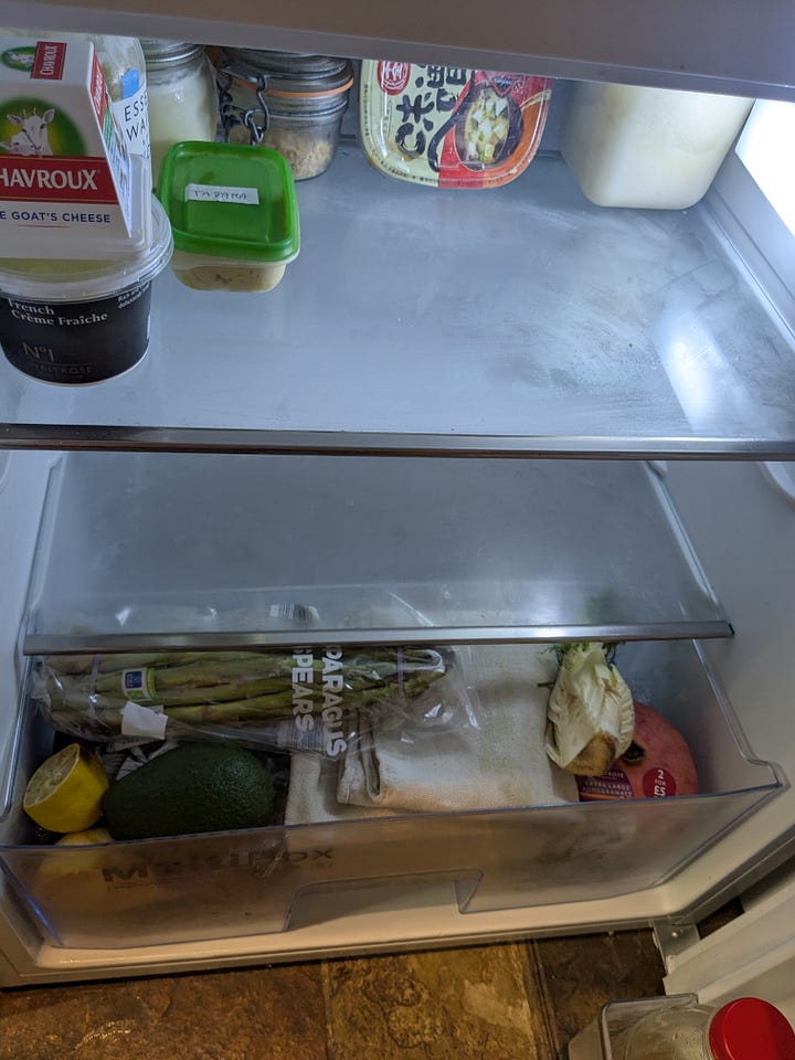 Inside a fridge.