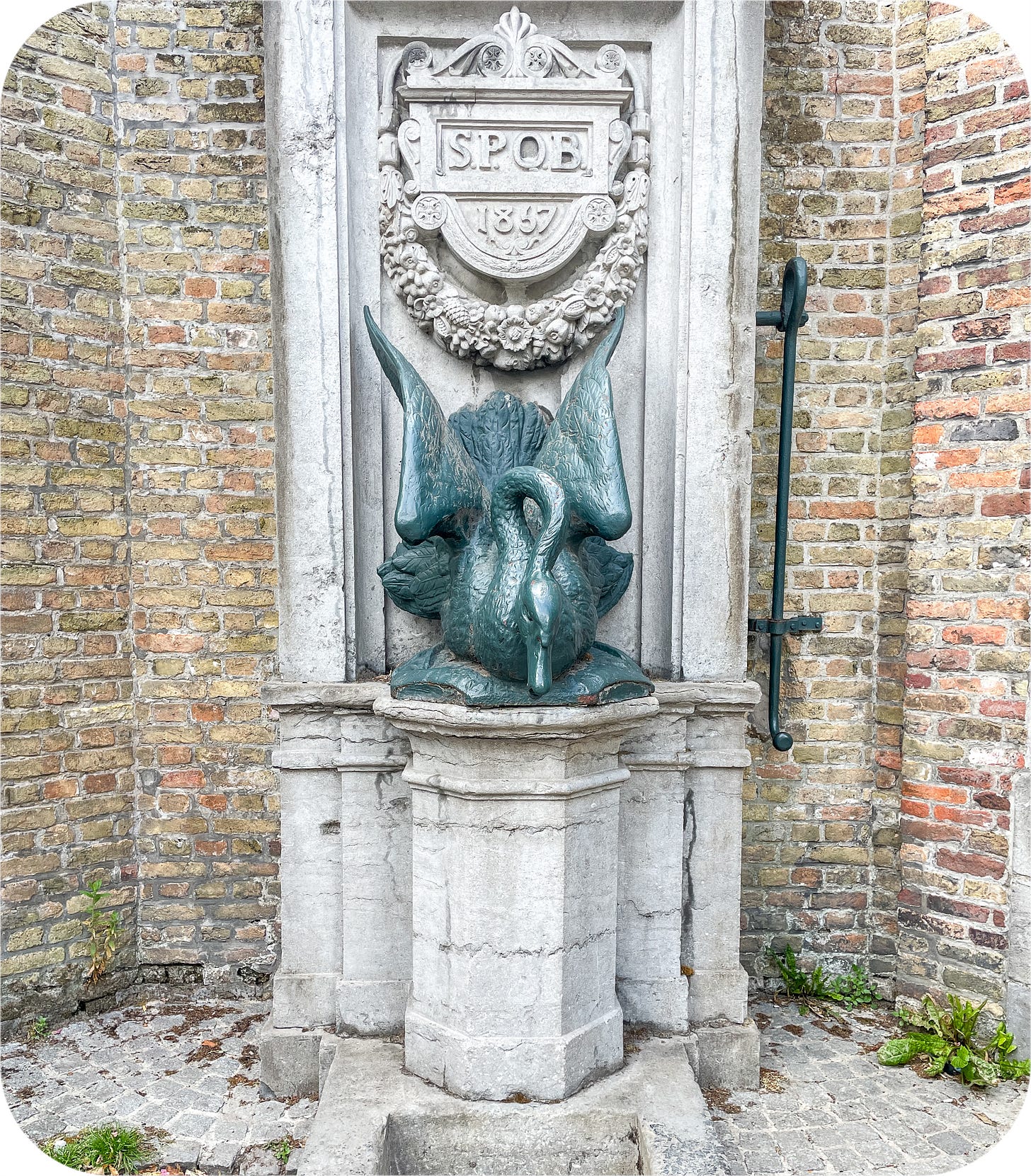 Swan fountain, Bruges, Belgium