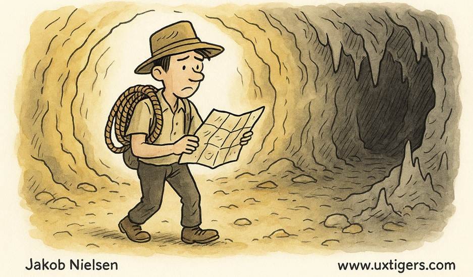 A cartoon of a person walking in a cave

AI-generated content may be incorrect.