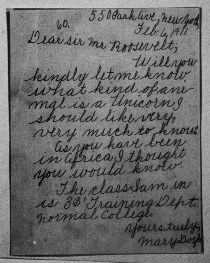 A handwritten letter from Mary Doyle to Theodore Roosevelt