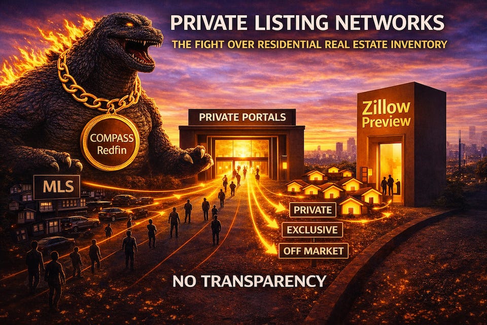 Private Listing Networks depicted as the war between brokerages, the mls, and consumers.