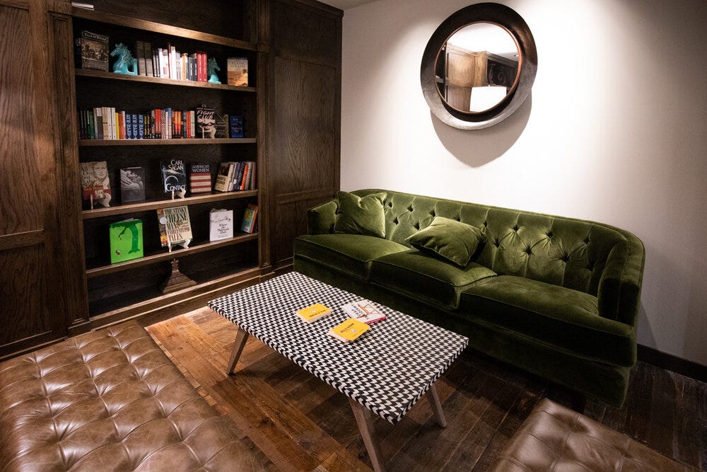 The library area of Bold Monk Brewing Co. A great spot to get some work done.