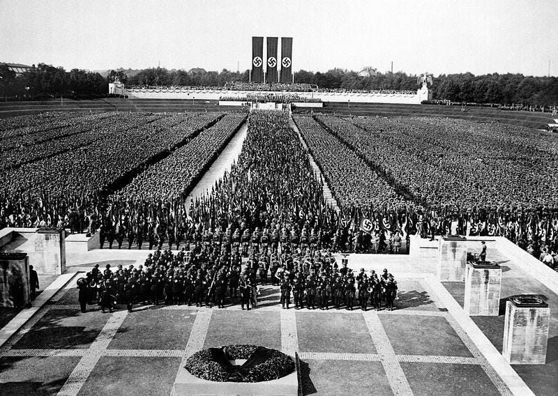 still from triumph of the will, showing vast crowd