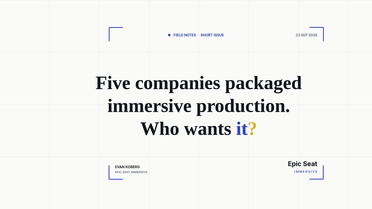 Five Companies Packaged Immersive Production. Who Wants It?