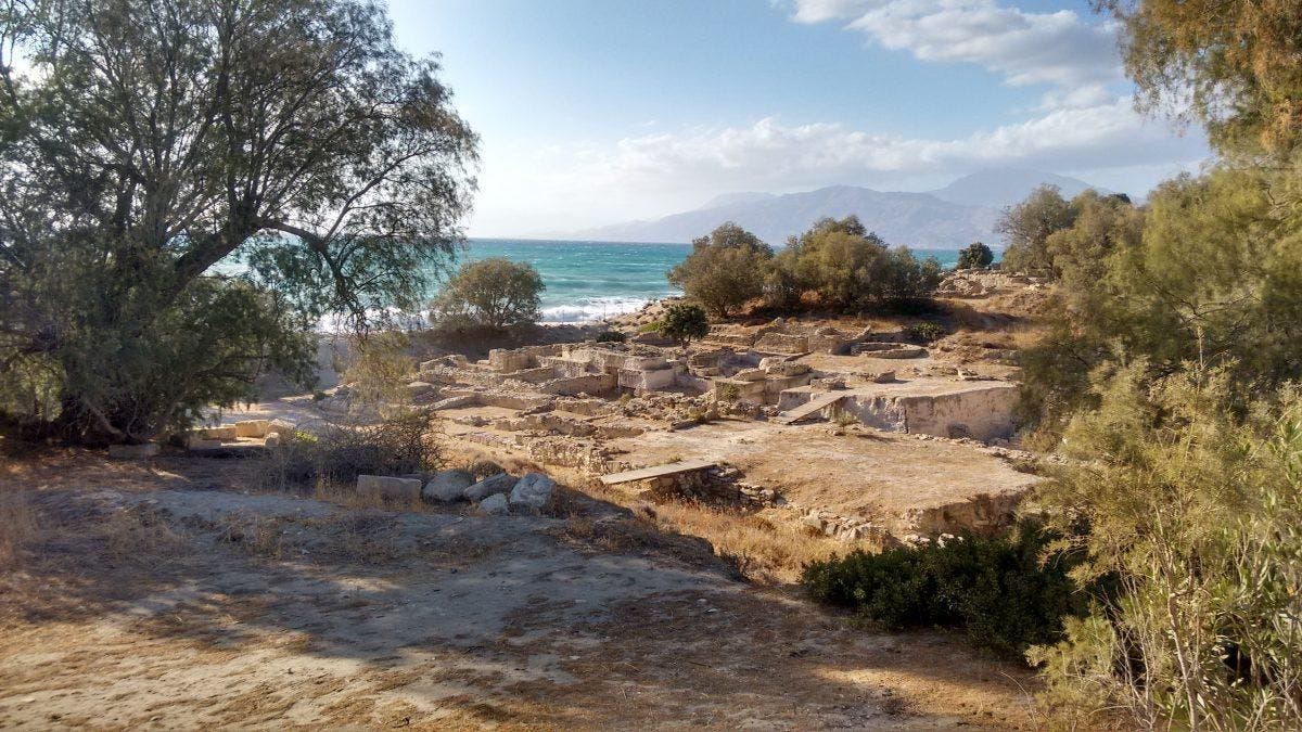 Minoan ruins at Kommos with the beach directly in front. This was a cosmopolitan port in antiquity.