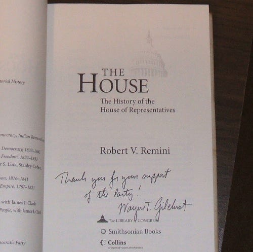 The book I bought, signed by Congressman Gilchrest. The book I bought, signed by Congressman Gilchrest.