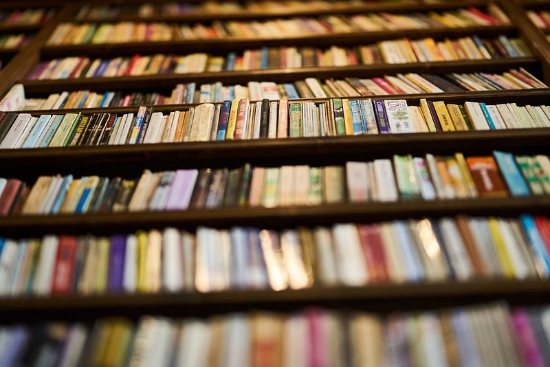 Image of books in library