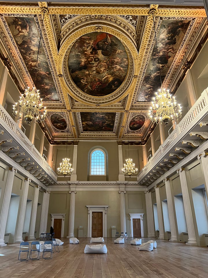 Clockwise from top left: the Banqueting Hall; a photo from 'The Last Princesses of Punjab' at Kensington Palace; the King's Staircase at Kensington Palace during an evening tour; a quote from Princess Duleep of Punjab