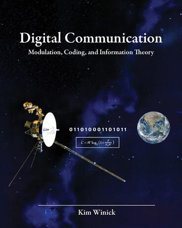 Book cover for the book Digital Communications showing a satellite above the Earth.