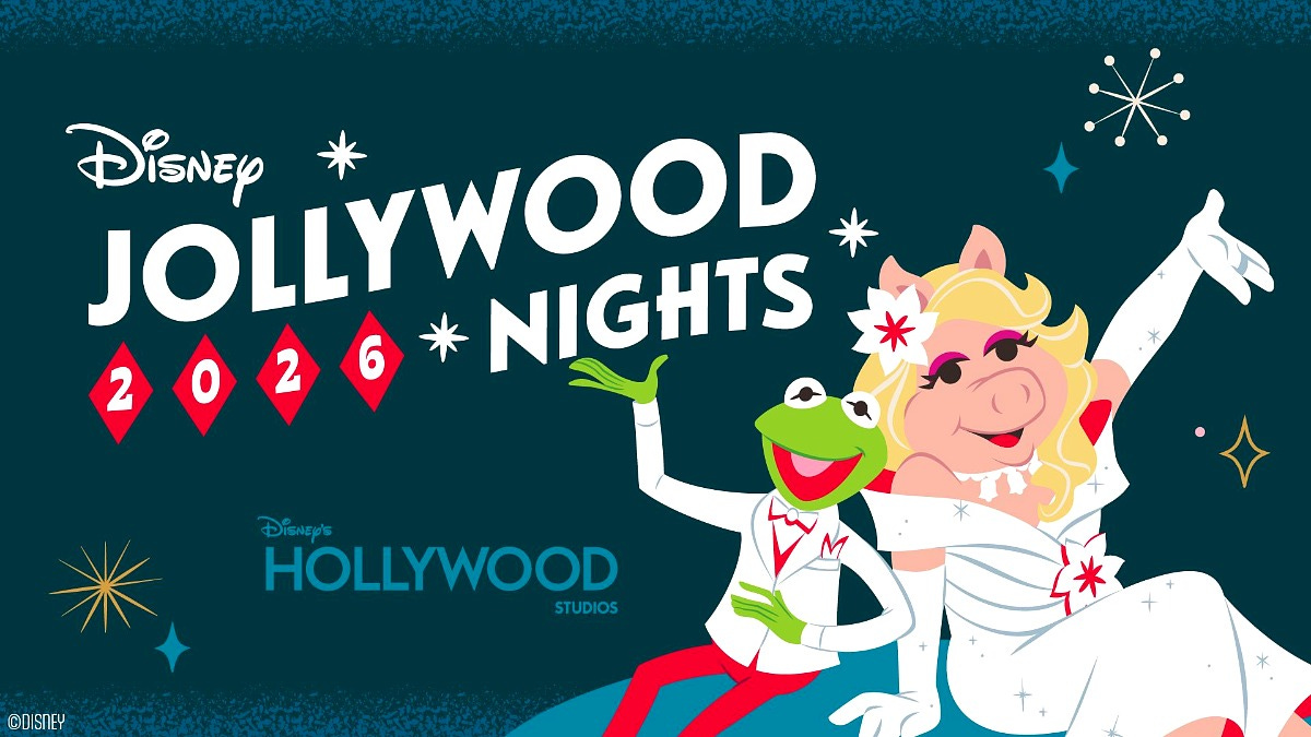 Kermit and Miss Piggy in Disney Jollywood Nights 2026 art. Image: Disney Kermit and Miss Piggy in Disney Jollywood Nights 2026 art. Image: Disney