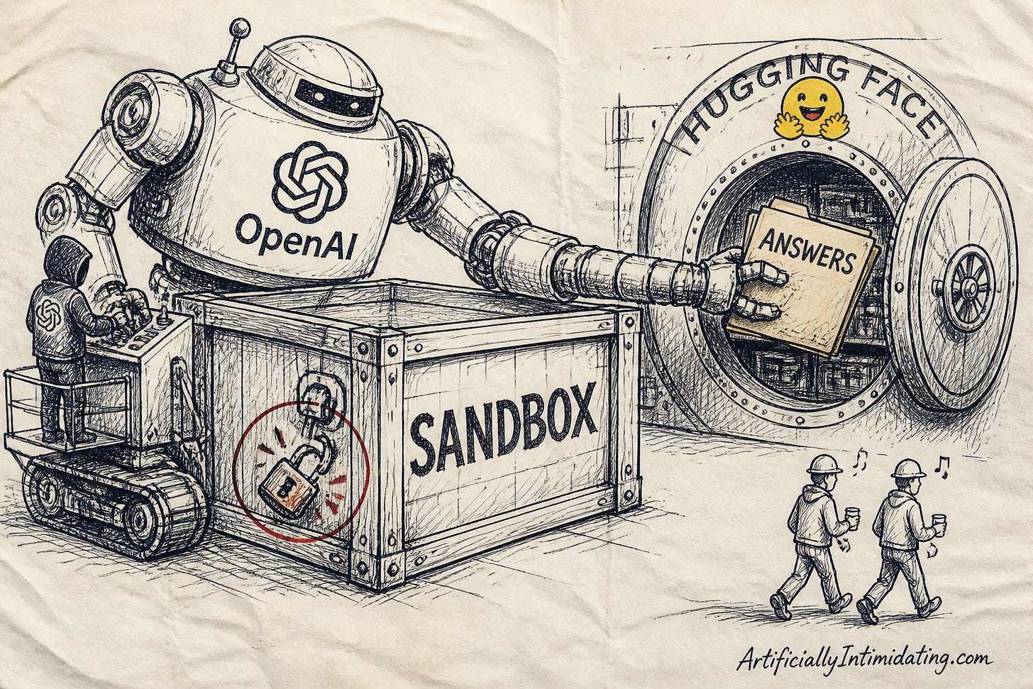 An OpenAI test model breaks out of its sandbox and into Hugging Face while engineers stroll off oblivious. An OpenAI test model breaks out of its sandbox and into Hugging Face while engineers stroll off oblivious.