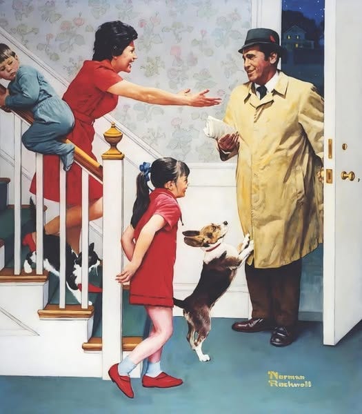 May be pop art of 5 people and child