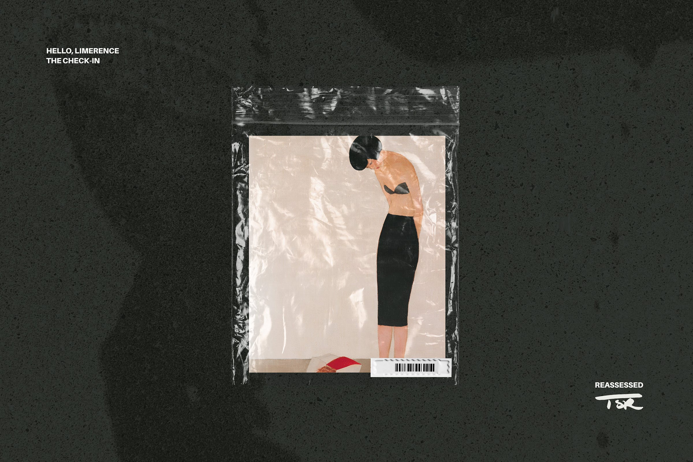 Cover image for the follow-up critique of “Hello, Limerence” by Momo Yamaguchi, written by Neil Czeszejko. A clear, crinkled plastic specimen pouch with a barcode tag holds a square illustration of a woman in a black skirt and bra leaning forward, set against a dark slate backdrop. The text “HELLO, LIMERENCE” and “THE CHECK-IN” appears in the top-left corner, while “REASSESSED” sits above a white handwritten TSR logo in the bottom-right. Reassessed, part of the Literary Review series at The Subtext Review. Cover image for the follow-up critique of “Hello, Limerence” by Momo Yamaguchi, written by Neil Czeszejko. A clear, crinkled plastic specimen pouch with a barcode tag holds a square illustration of a woman in a black skirt and bra leaning forward, set against a dark slate backdrop. The text “HELLO, LIMERENCE” and “THE CHECK-IN” appears in the top-left corner, while “REASSESSED” sits above a white handwritten TSR logo in the bottom-right. Reassessed, part of the Literary Review series at The Subtext Review.