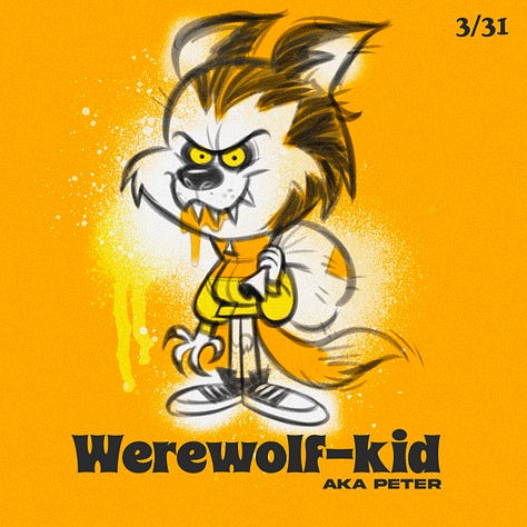 Spooky Kiddos are my custom character creations. They're kids dressed up in they're spookiest costumes. I drew one everyday for the entire month of October.