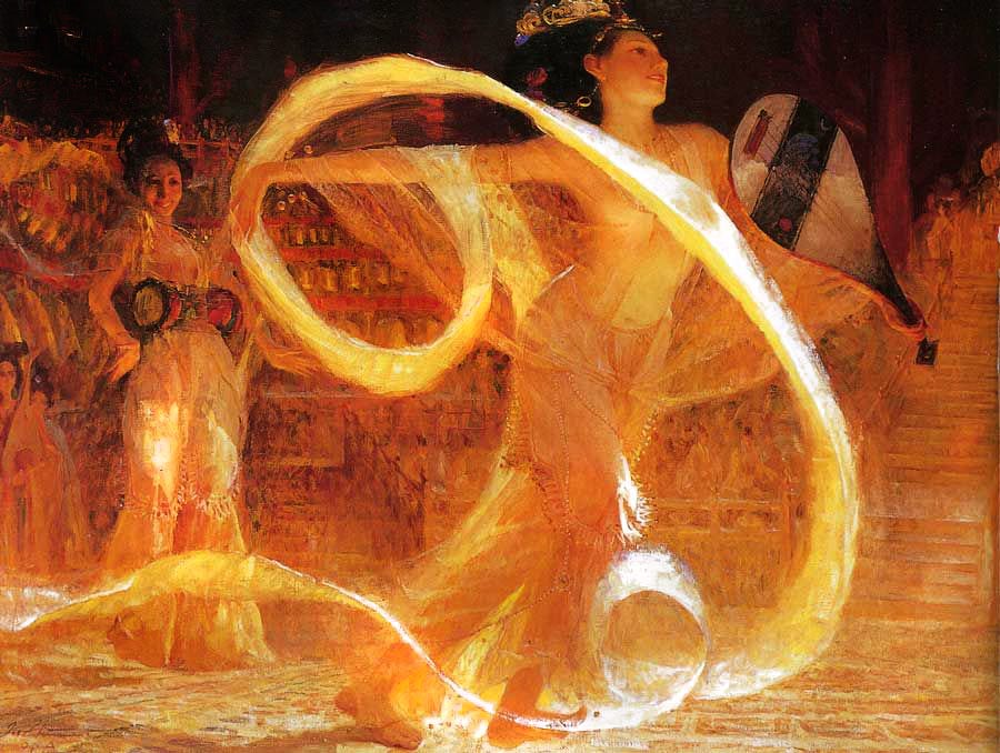 敦煌乐舞 Buddhist Dancers: "Joyful Dance" 乐舞 Series by Zhiwei Tu 涂志伟