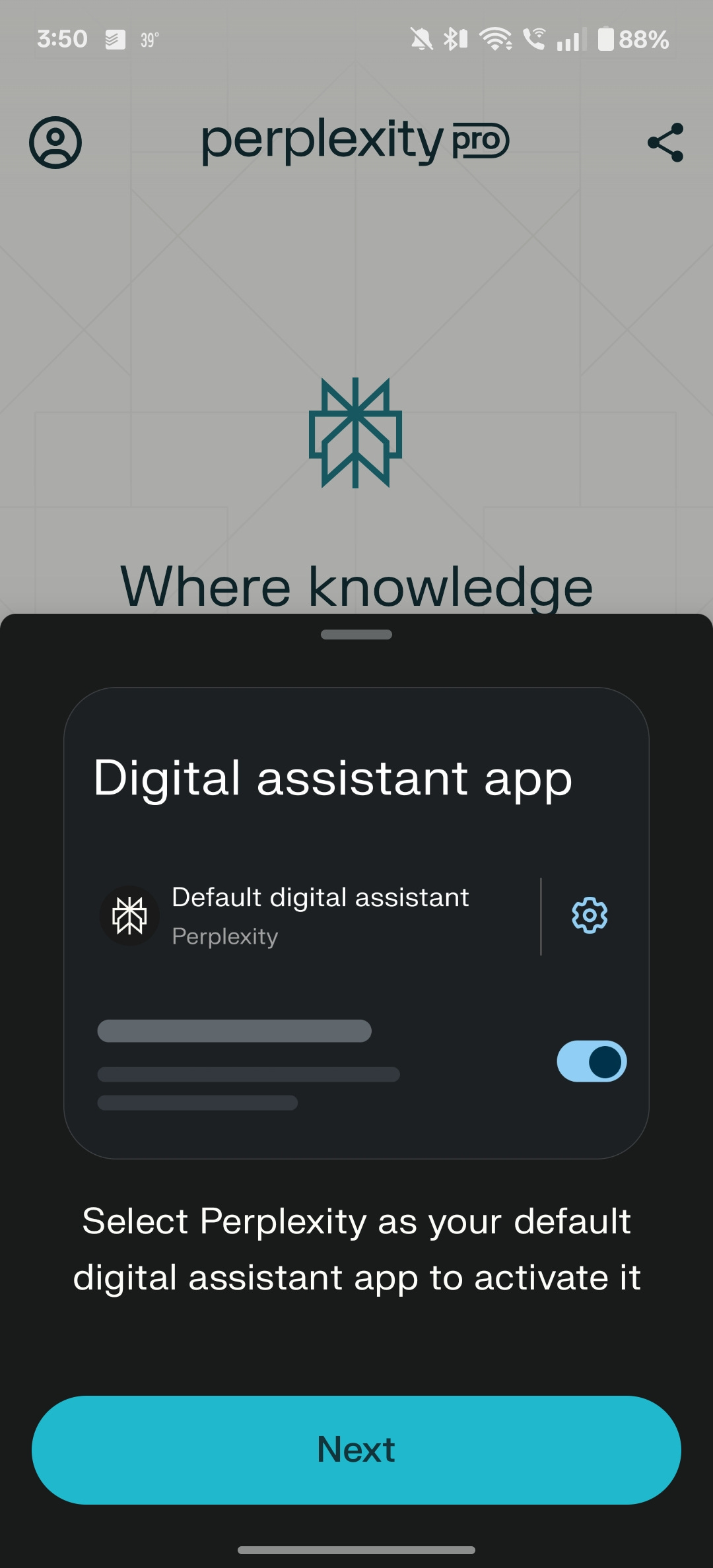 Perplexity as default assistant