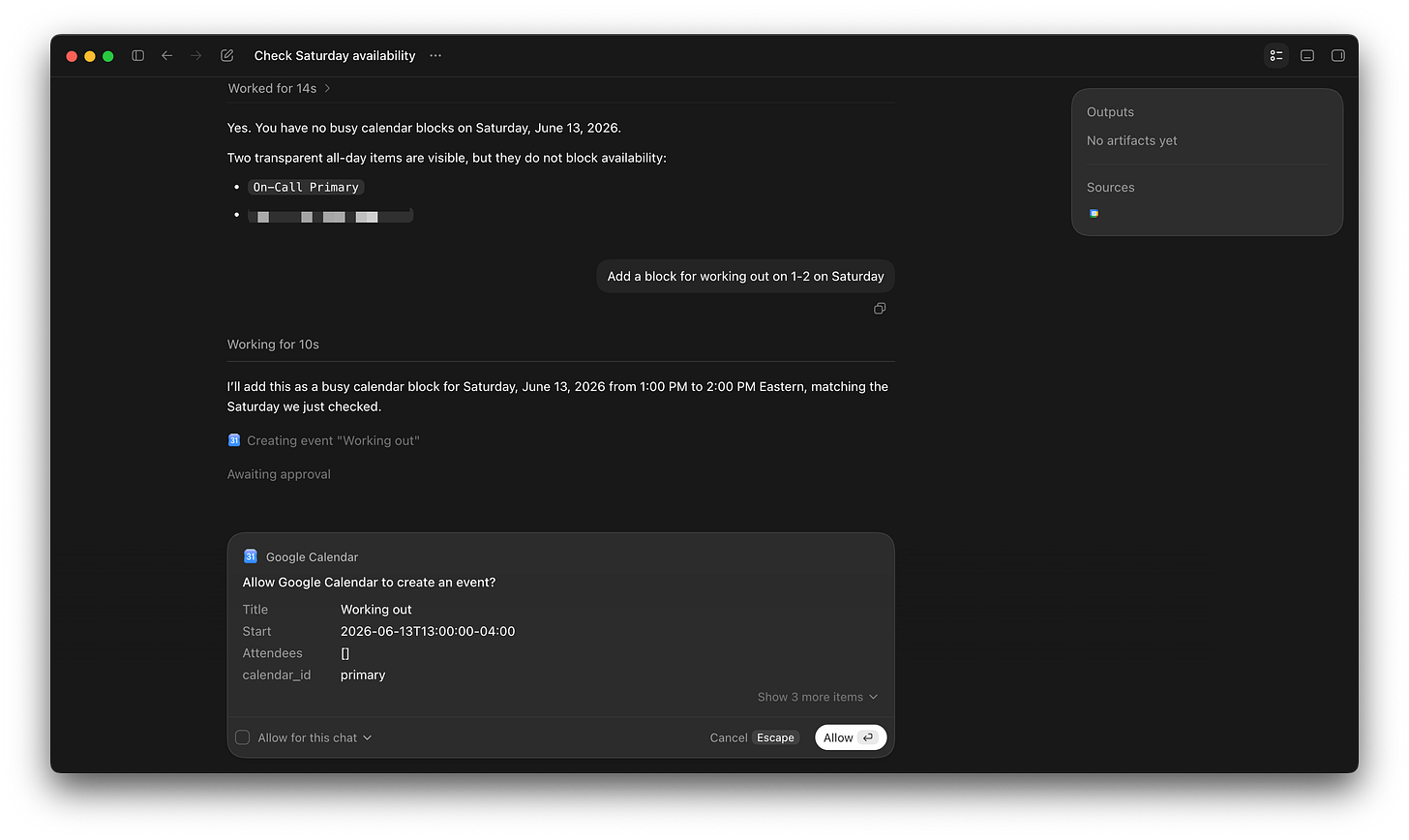 Adding an event to Google Calendar with Codex Adding an event to Google Calendar with Codex