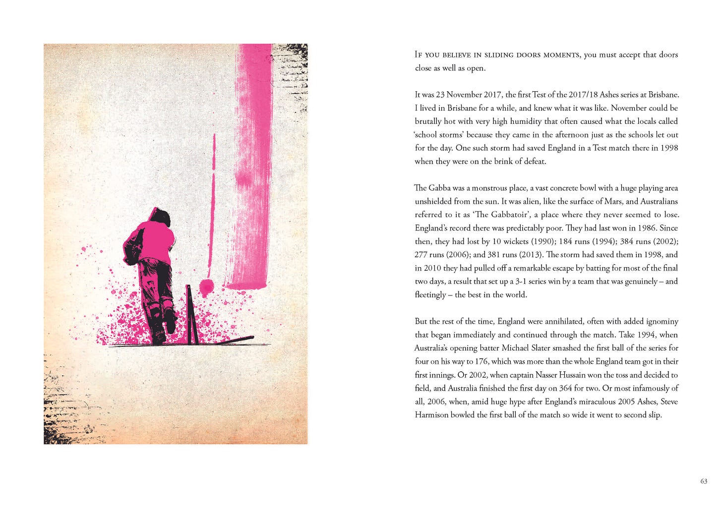 Design spread by Fisher Classics featuring sports art and typesetting for Vinciness by Jon Hotten