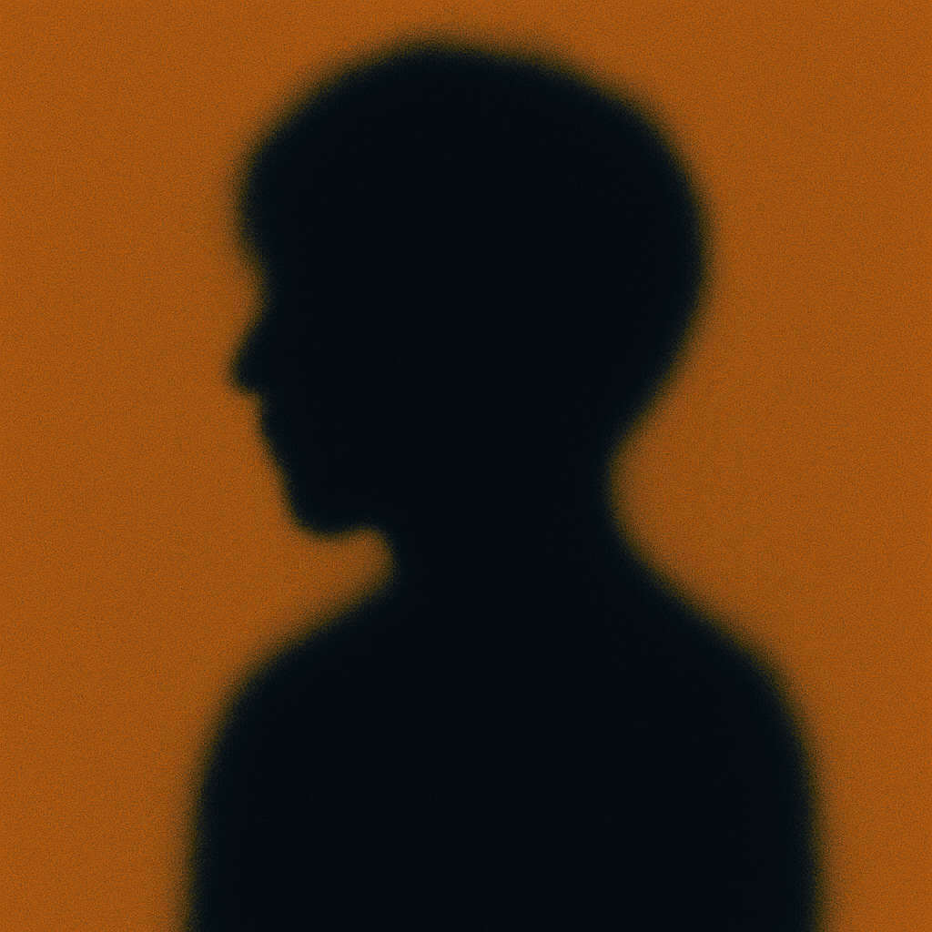 Black silhouette of a person against an orange background, symbolizing emotional absence, loneliness, and the unseen experience of autism.