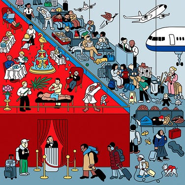 Airport showing cordoned off VIP lounge area