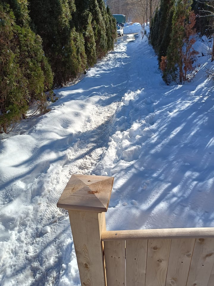 Snow covered pedestrian path