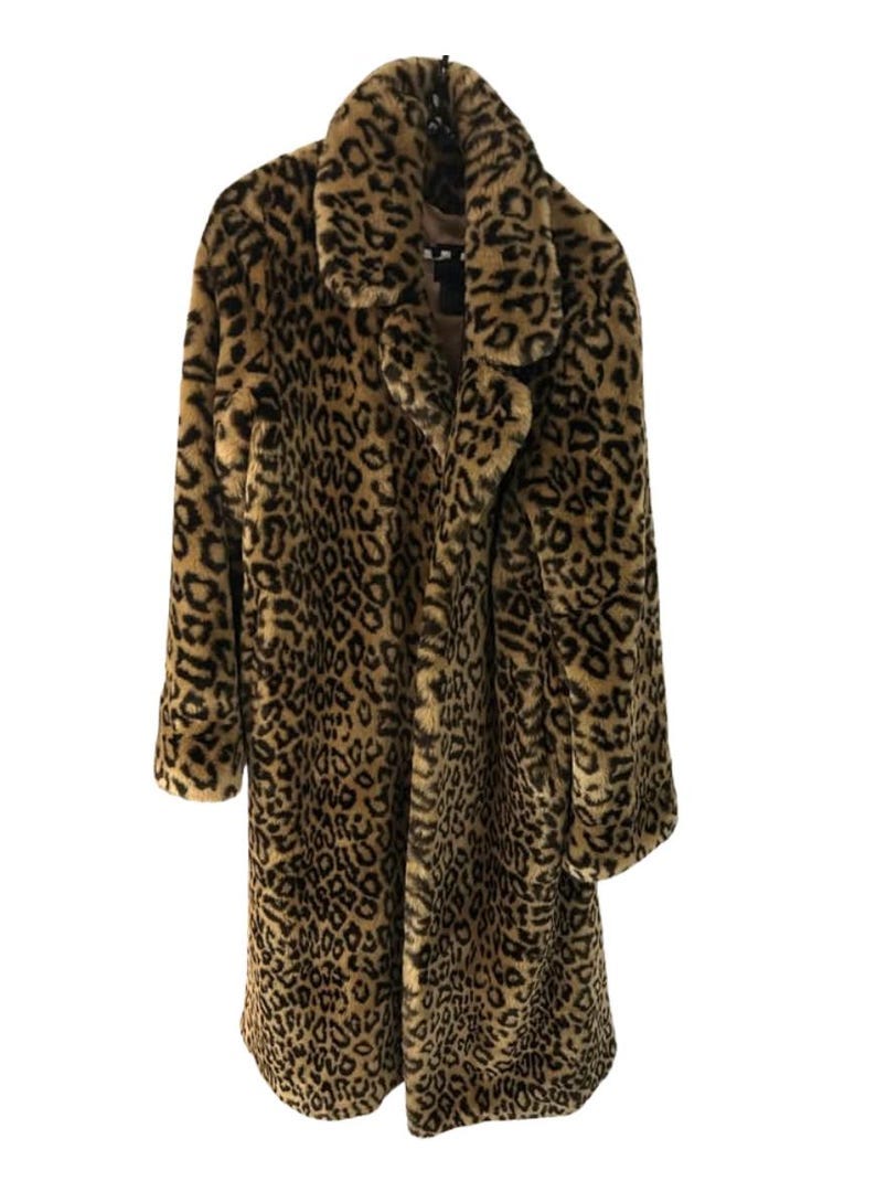 Vintage Dennis Basso Faux Fur Leopard Print Coat – Glam Boho Chic Statement Jacket (Size Small) image 1