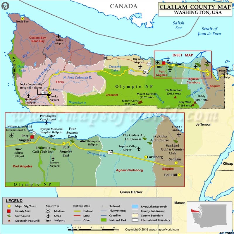 Clallam County Map, Washington Clallam County Map, Washington