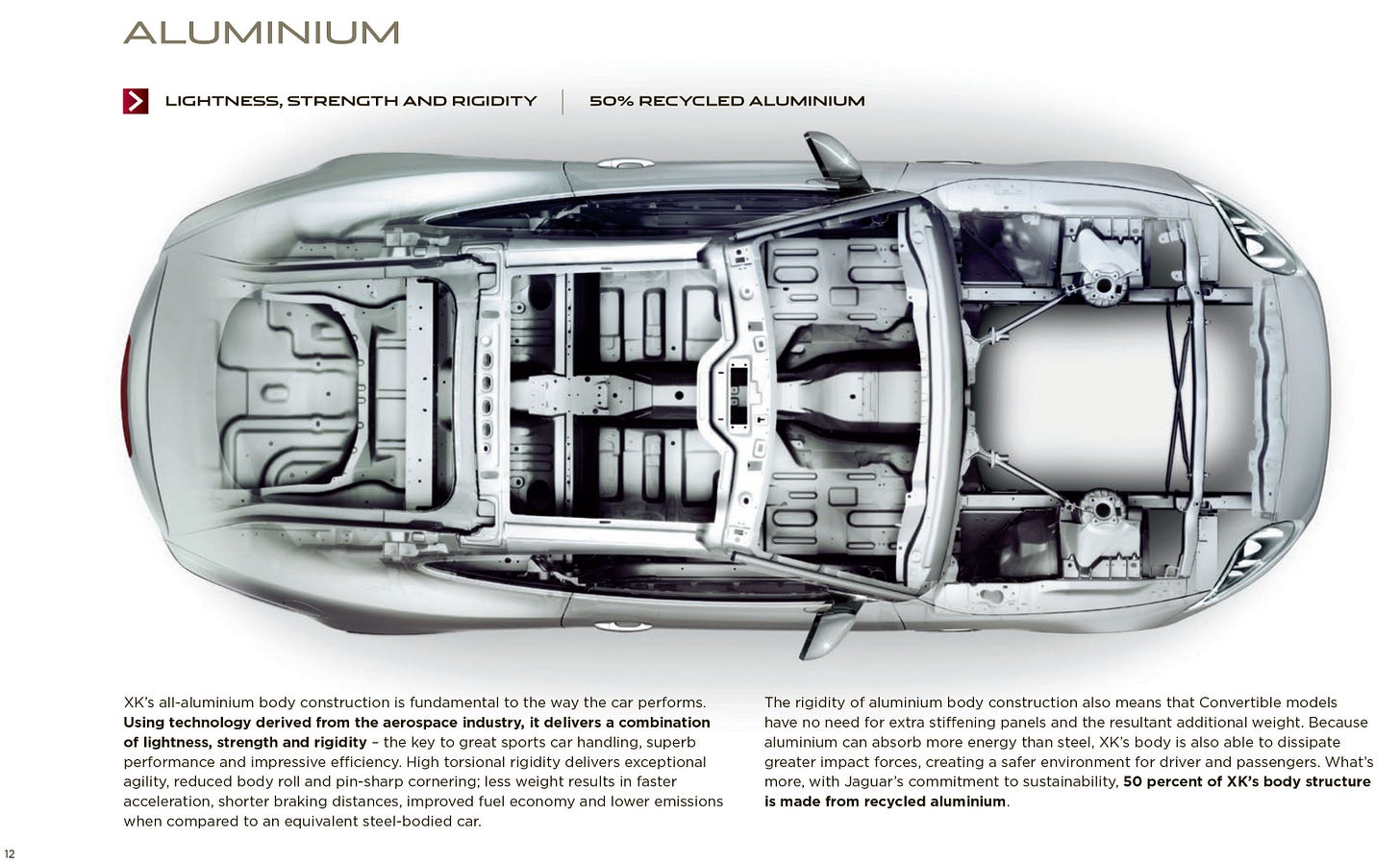 Jaguar XK 2013 brochure aluminium skeleton