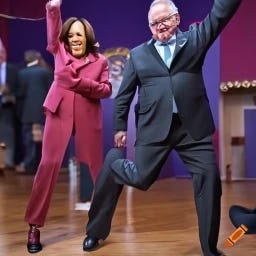 Tim Walz and  Kamala Harris dancing