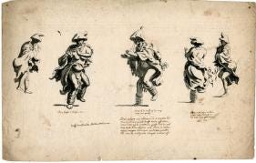 Samuel Daniell, Portrait of a KhoiKhoi, a San and Tswana men ('Hottentot, Bosjesman, Booshwana'), 1820.; Khoikhoi Fording a Stream, 1700; African Ox and Khoi Couple; 1700-1730; Khoi Women Dancing. Vijf danssende Hottentottinnen, 1700-1740; Khoi Women and Dutch Colonist., 1700-1740; Engraving of Khoikhoi figures and dwellings ~1700; Illustration or stylized image of San figures and cattle; uKhahlamba–Drakensberg "Rain-Bull Scene, 1000 BCE-40 CE