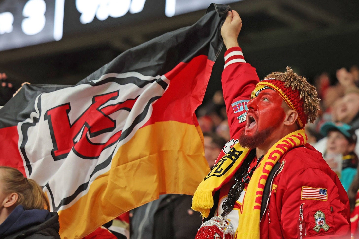 Chiefs-Fan beim Spiel in Frankfurt 2023 Chiefs-Fan beim Spiel in Frankfurt 2023
