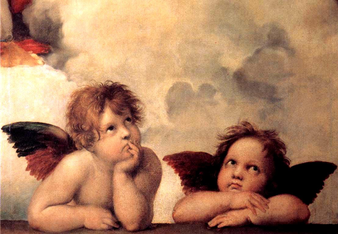 Raphael Sistine Madonna two putti cherubs