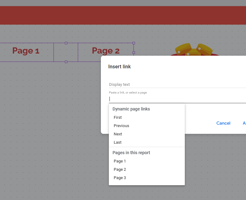 looker studio static header links