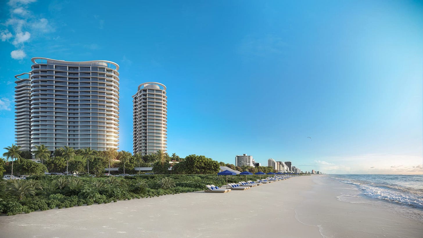 Renderings of plans for a new development at the Bahia Mar marina in Fort Lauderdale, Florida.