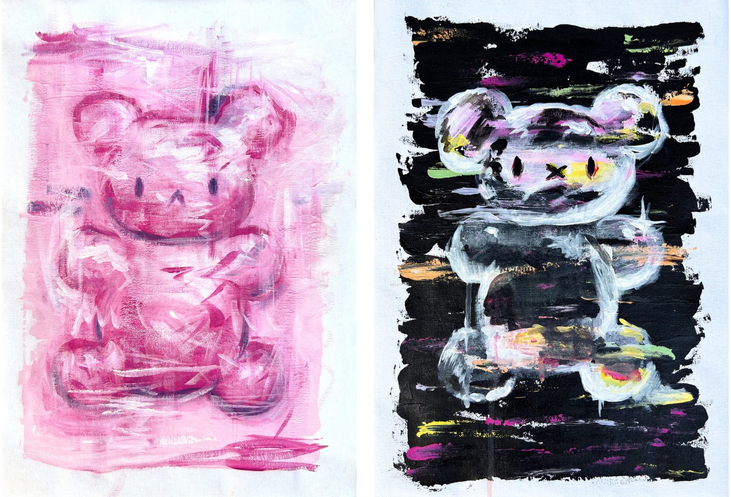Pink Bear and Black Bear by Katerina Arrington