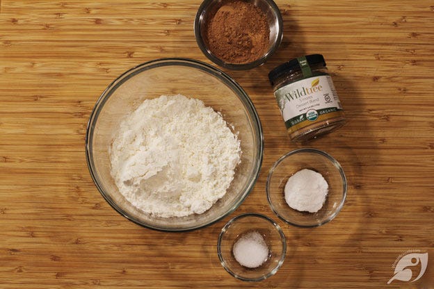 In a medium-size mixing bowl, whisk together flour, cocoa powder, S’mores Dessert Blend, baking soda, and salt. In a medium-size mixing bowl, whisk together flour, cocoa powder, S’mores Dessert Blend, baking soda, and salt.