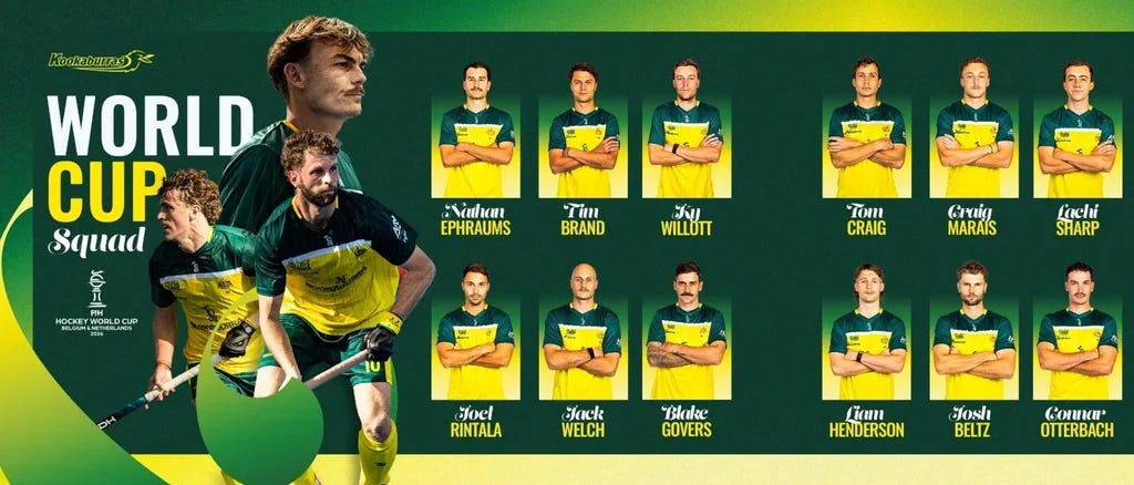 Equipo de los Kookaburras que disputará el Mundial de hockey hierba. Equipo de los Kookaburras que disputará el Mundial de hockey hierba.