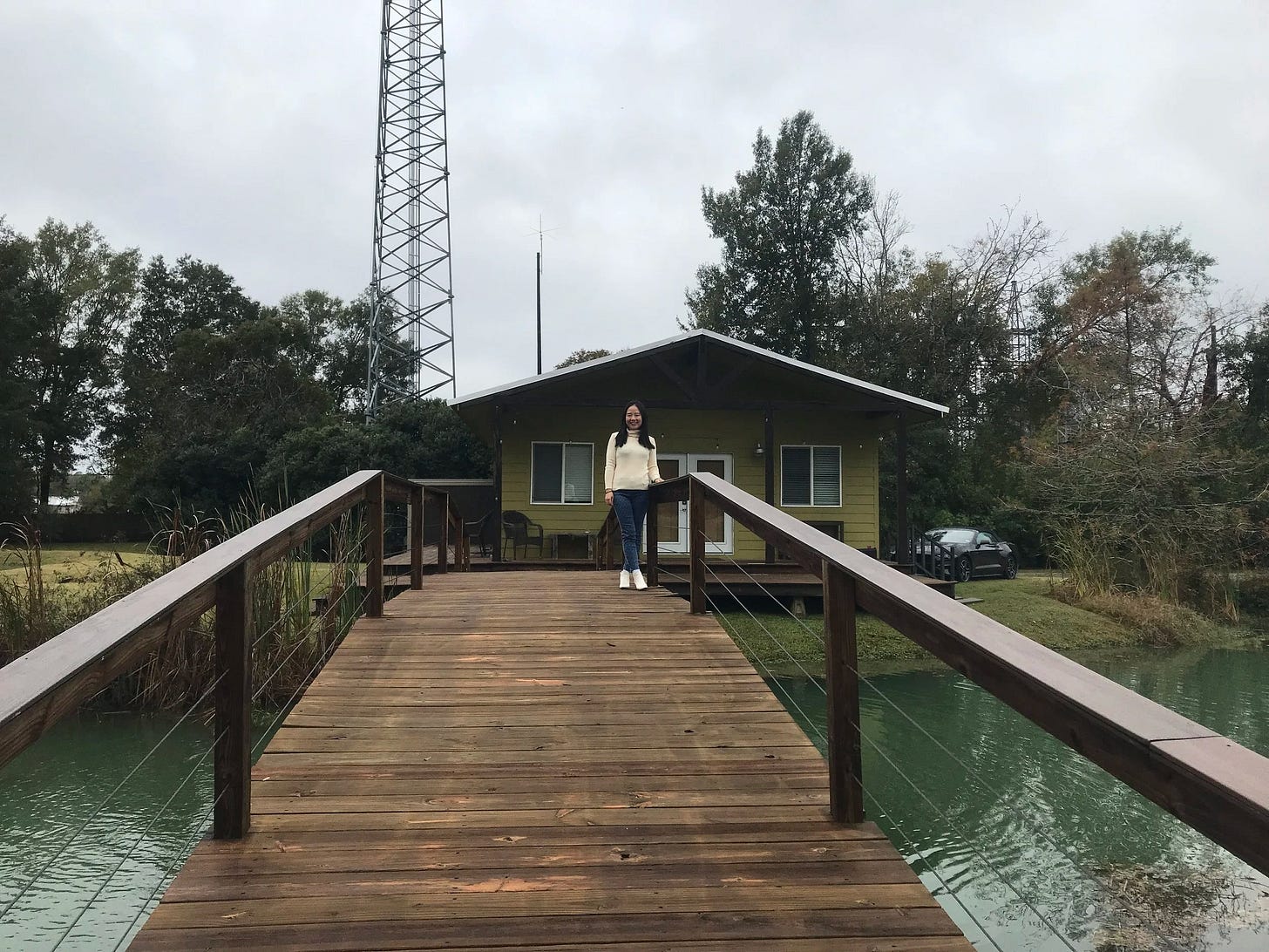  Our cute little airbnb cottage next to it's own creek and bridge in Breaux Bridge, LA 