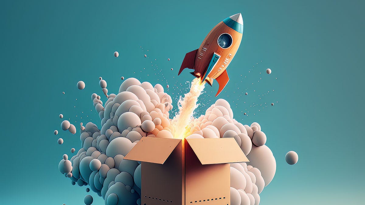 rocket launching from box