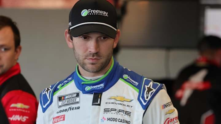 Feb 13, 2026; Daytona Beach, Florida, USA; NASCAR Cup Series driver Daniel Suarez (7) during NASCAR Cup Series practice at Daytona International Speedway. Feb 13, 2026; Daytona Beach, Florida, USA; NASCAR Cup Series driver Daniel Suarez (7) during NASCAR Cup Series practice at Daytona International Speedway.